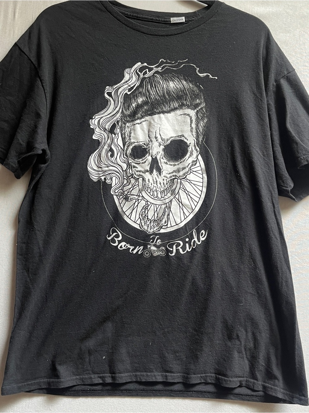 Threadless Born to Ride Black Graphic Skull Motorcycle T-Shirt M